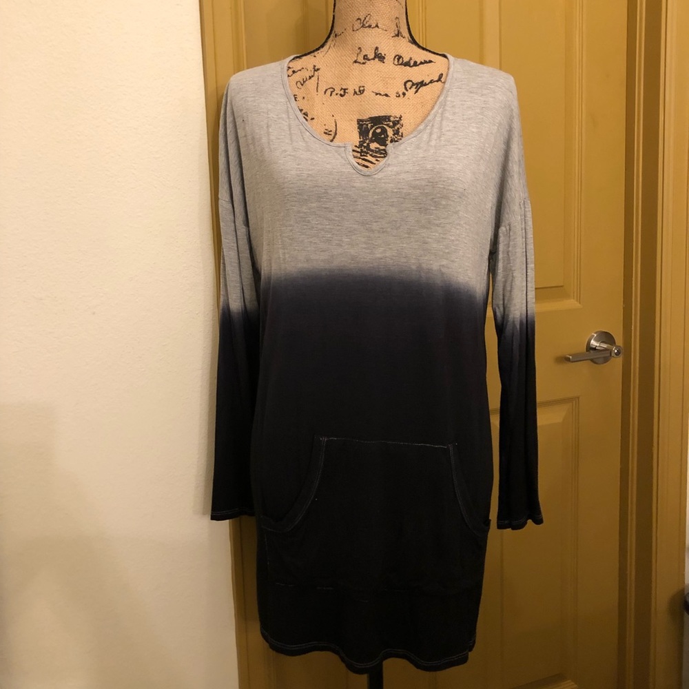 Fashion nova ombré tie dye dyed shirt soft gray lounge top comfy large L
